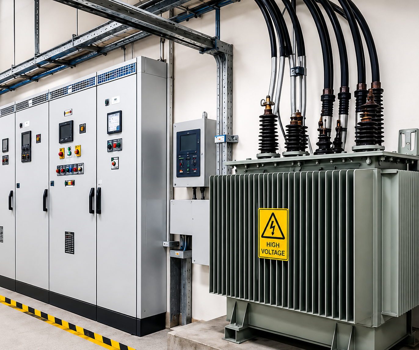Electrician inspecting an electrical distribution box for power approval works